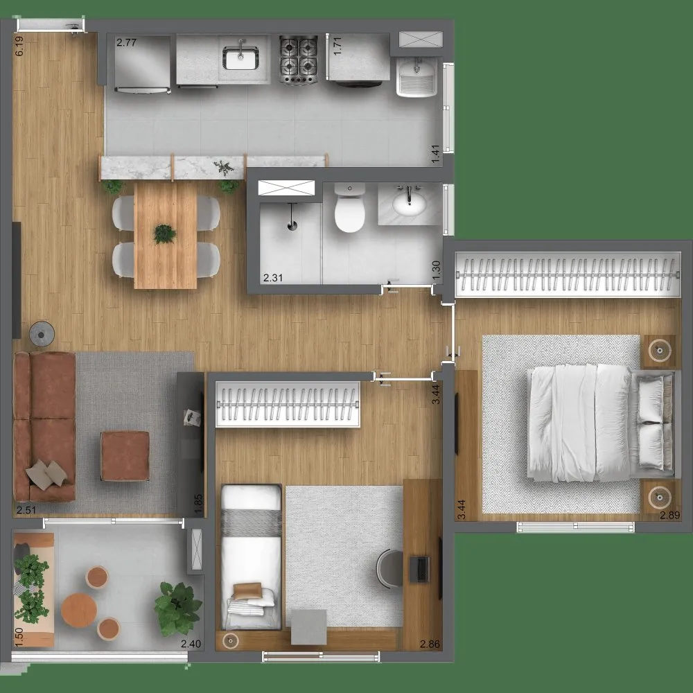 Planta do apartamento garden com quintal — Helbor Parque Clube Ipoema