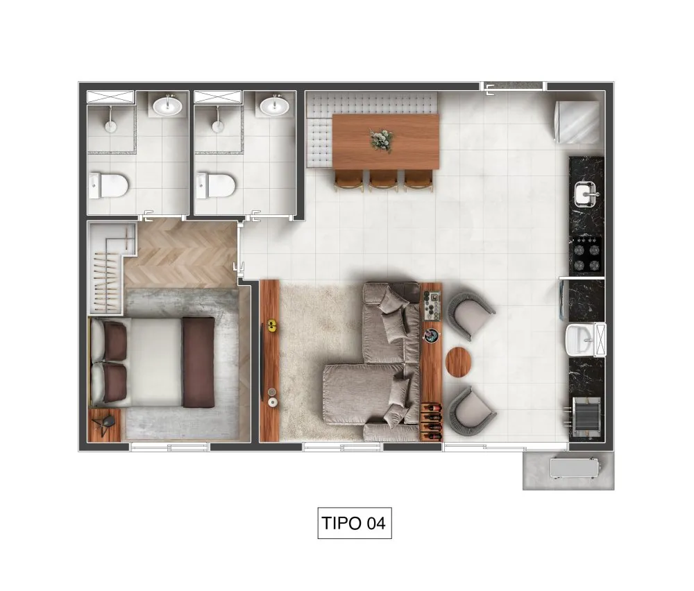 Planta do apartamento tipo 04 — Resort Integra Urbano