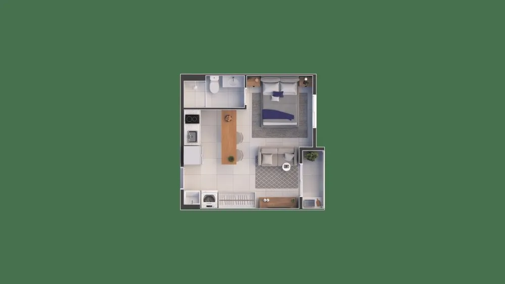 Planta do studio, segunda opção — Residencial Porto Fino