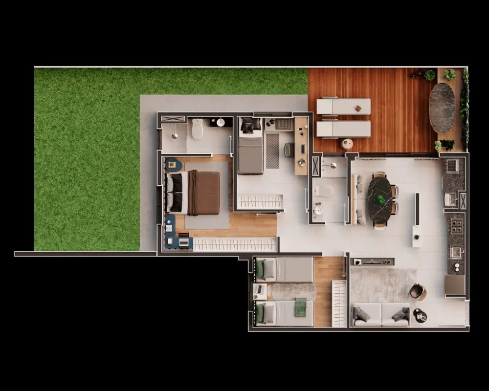 Planta do apartamento garden com quintal, segunda opção — Bliss Itapeti