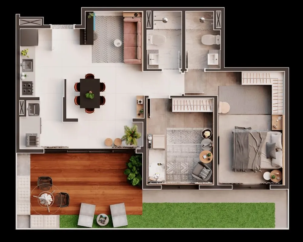 Planta do apartamento garden com terraço — Bliss Itapeti