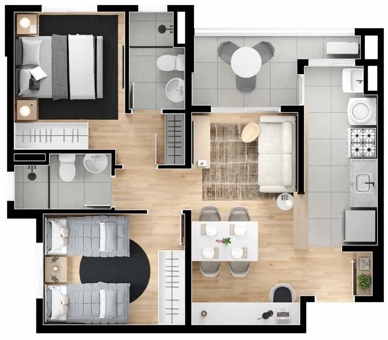 Planta do apartamento de 3 dormitórios — Liv Cardoso de Siqueira