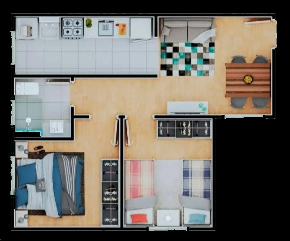 Planta do apartamento de 2 dormitórios — Le Vin Garden