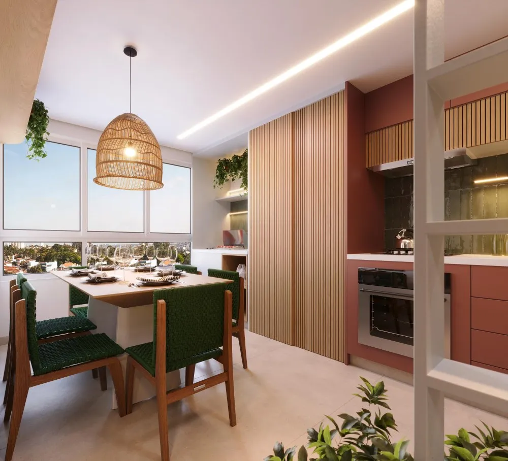 Cozinha integrada à sala de jantar — Resort Integra Urbano