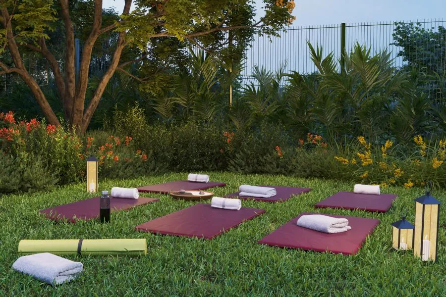 Espaço zen no gramado — Mirage Mogi Moderno