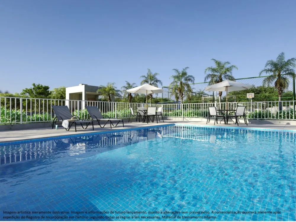 Piscina com espreguiçadeiras — Residencial Porto Fino