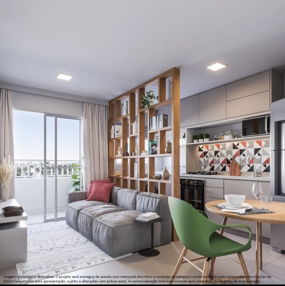 Living integrado à cozinha — Residencial Vila Suissa