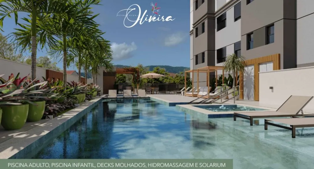 Piscina adulto, piscina infantil, decks molhados, hidromassagem e solário — Residencial Vila Oliveira