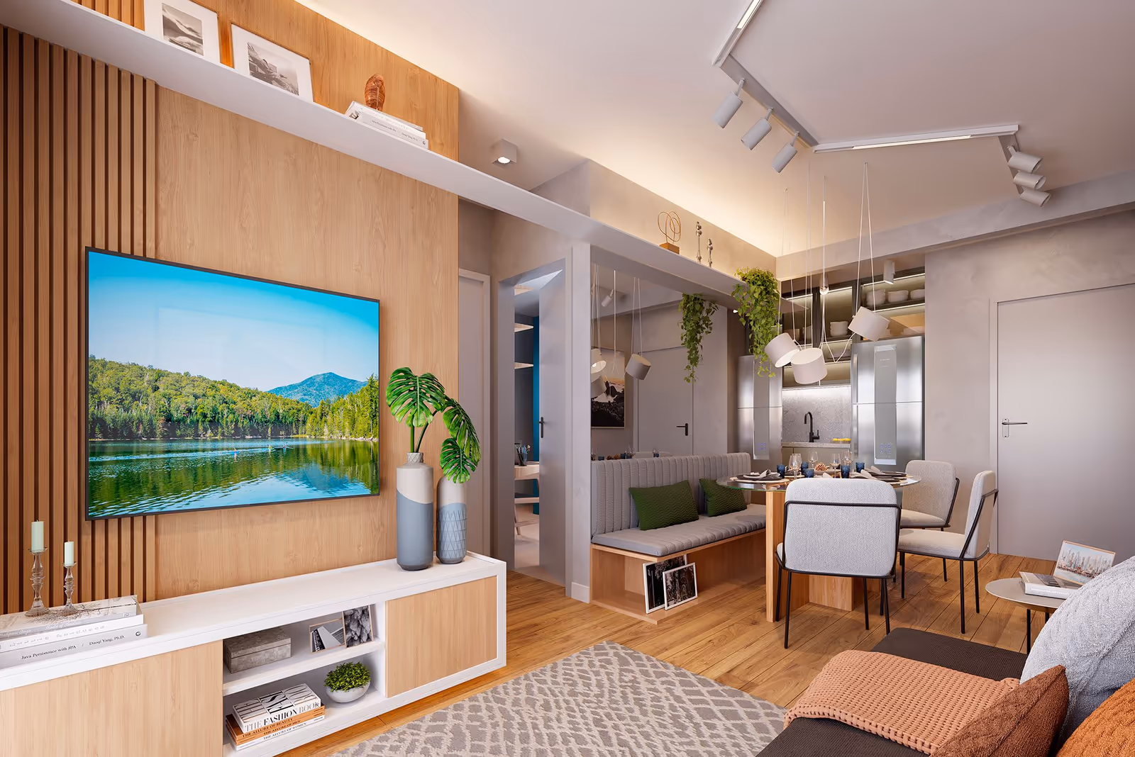 Living do apartamento de 2 dormitórios de 49,72 m² — Soma Galeria